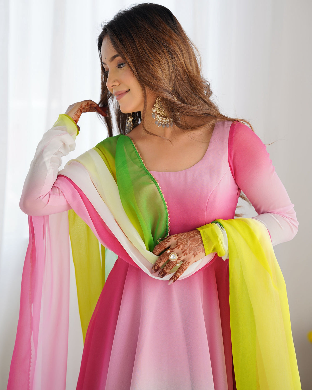 Teeya Creation Multi Color Faux Georgette Digital Print Fully Stitched Gown | Grocsy