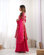 Teeya Creation Pink Color Roman Silk Kediya Style Fully Stitched Printed Kediya | Grocsy