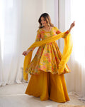 Teeya Creation Yellow Color Faux Georgette Kediya Style Fully Stitched Printed Kediya | Grocsy