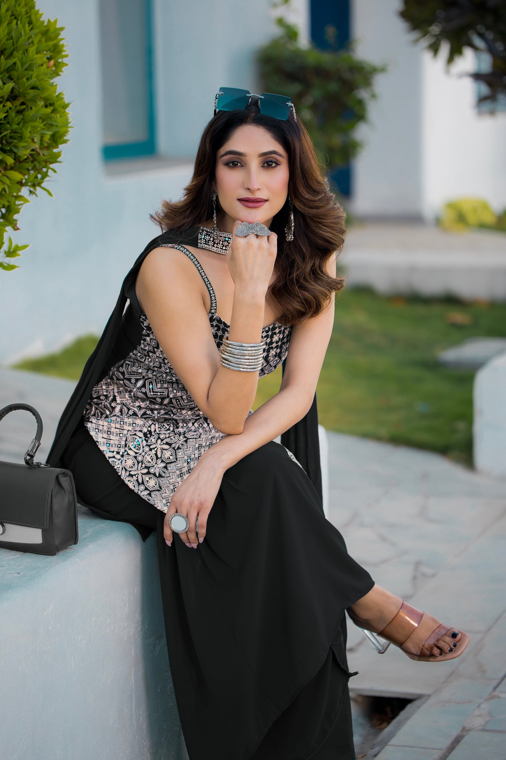 Teeya Creation Black Color Georgette Heavy Embroidery Work Pakistani Style Fully Stitched Salwar Suit | Grocsy