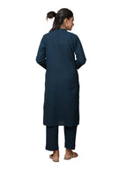 Kaajh Women's Blue Solid Metal Embellishment Kurta | Grocsy