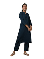 Kaajh Women's Blue Solid Metal Embellishment Kurta | Grocsy