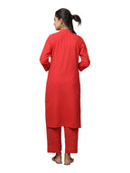 Kaajh Women's Red Solid Metal Embellishment Kurta | Grocsy