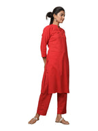 Kaajh Women's Red Solid Metal Embellishment Kurta | Grocsy