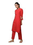 Kaajh Women's Red Solid Metal Embellishment Kurta | Grocsy