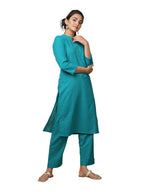 Kaajh Women's Green Solid Metal Embellishment Kurta | Grocsy