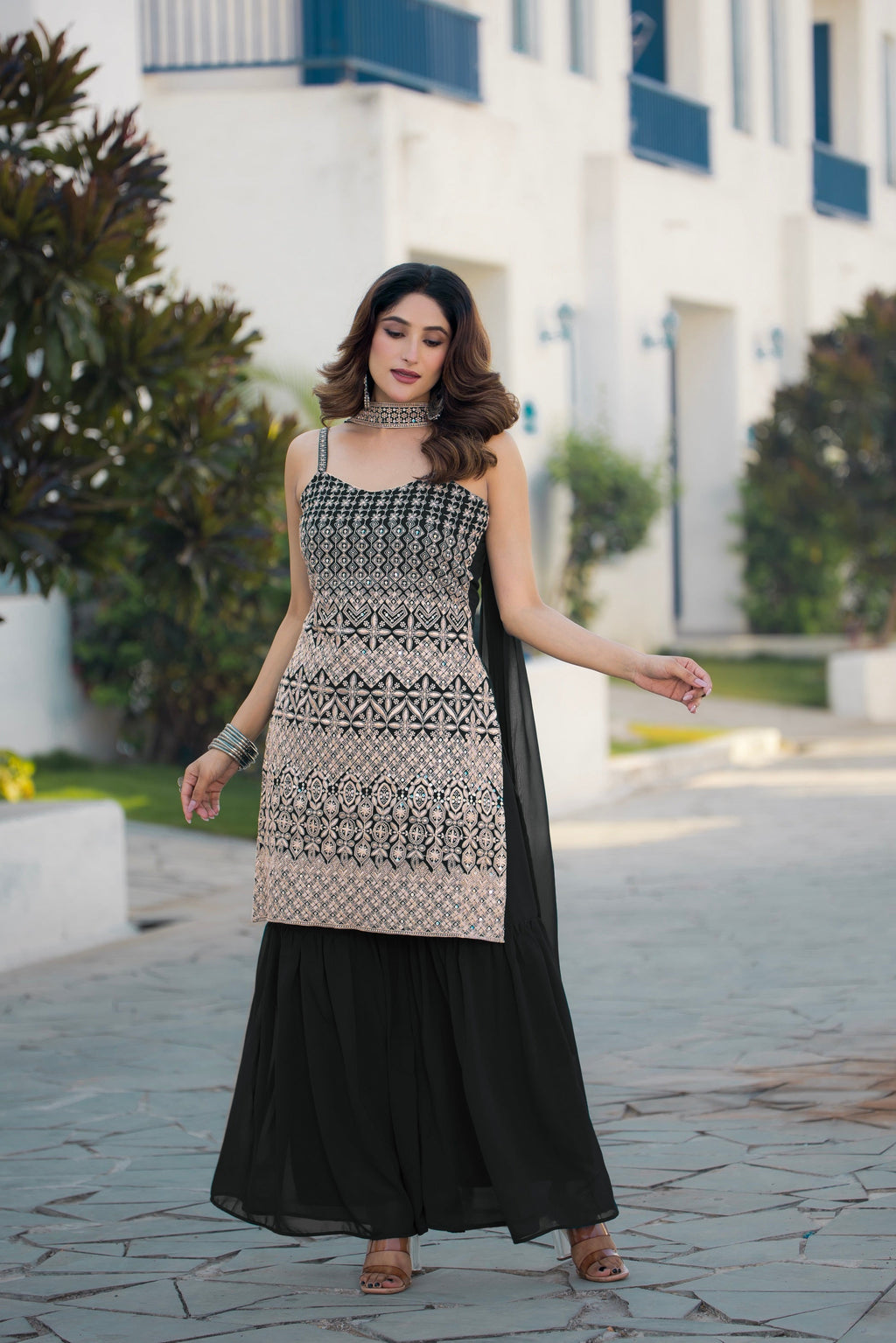 Teeya Creation Black Color Georgette Heavy Embroidery Work Pakistani Style Fully Stitched Salwar Suit | Grocsy