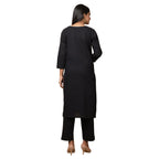 Kaajh Women's Black Solid Sequin Embellishment Kurta | Grocsy