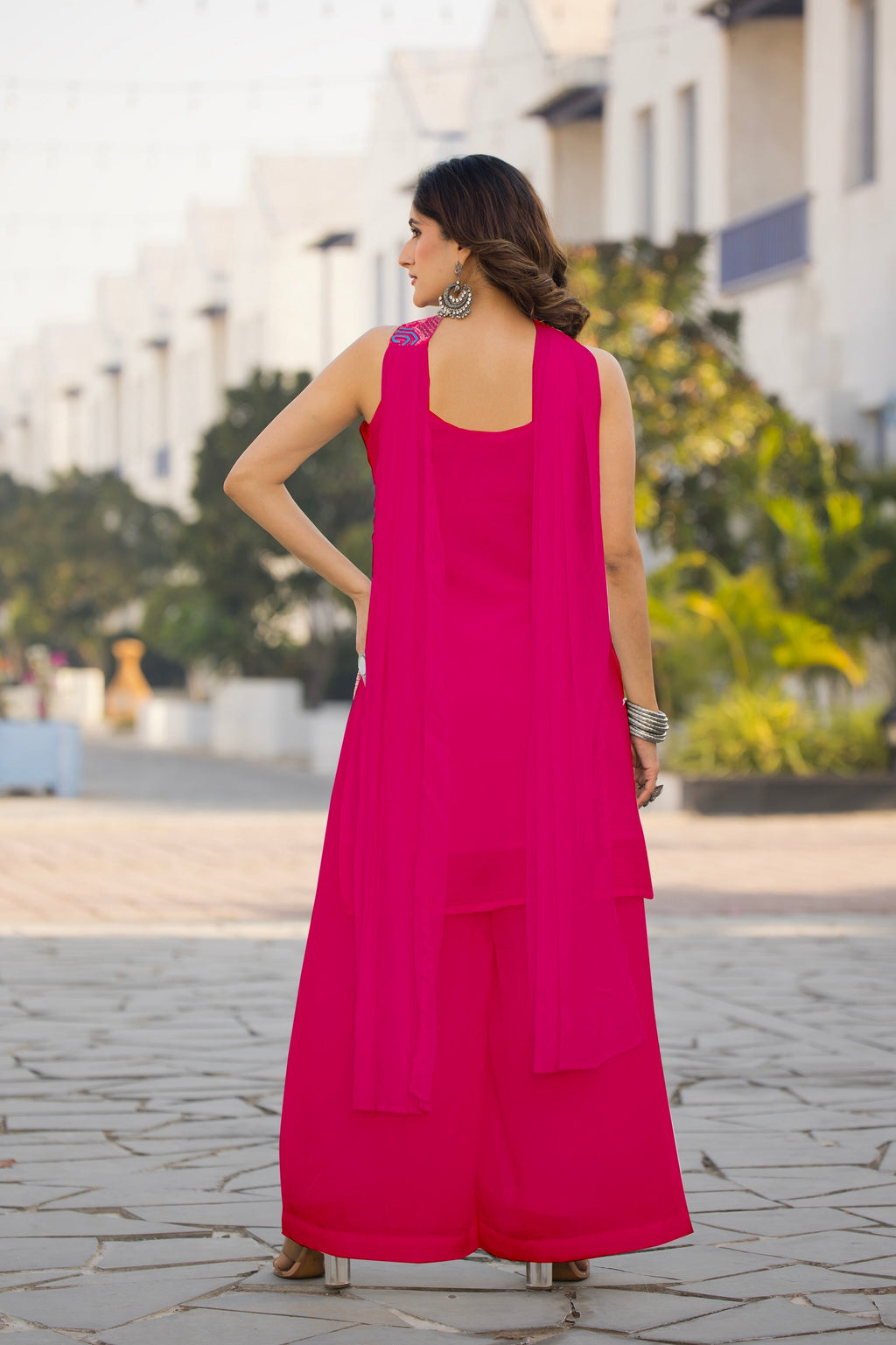 Teeya Creation Pink Color Chinon Silk Heavy Embroidery Work Pakistani Style Fully Stitched Salwar Suit | Grocsy