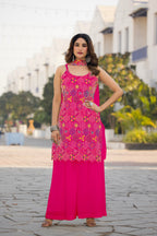 Teeya Creation Pink Color Chinon Silk Heavy Embroidery Work Pakistani Style Fully Stitched Salwar Suit | Grocsy