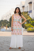 Teeya Creation White Color Chinon Silk Heavy Embroidery Work Pakistani Style Fully Stitched Salwar Suit | Grocsy