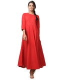 Kaajh Women's Red Solid Sequin Anarkali Kurta | Grocsy
