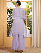 Teeya Creation Lavender Color Georgette Fabric Heavy Embroidery Work Fully Stitched Palazzo Set | Grocsy