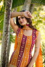 Teeya Creation Multi Color Georgette Heavy Embroidery Work Fully Stitched Palazzo Set | Grocsy