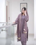 Teeya Creation Violet Color Faux Georgette Heavy Embroidery Work Fully Stitched Salwar Suit | Grocsy