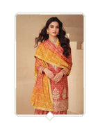 Teeya Creation Multi Color Chinnon Silk Digital Print With Embroidery Work Fully Stitched Palazzo Pair | Grocsy