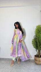 Teeya Creation Multi Color Soft Organza Silk Digital Printed Fully Stitched Gown | Grocsy