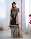 Teeya Creation Black Color Faux Georgette Embroidery Work Fully Stitched Salwar Suit | Grocsy