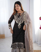Teeya Creation Black Color Faux Georgette Embroidery Work Fully Stitched Salwar Suit | Grocsy