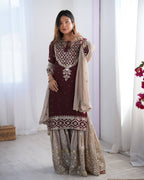 Teeya Creation Maroon Color Faux Georgette Embroidery Work Fully Stitched Salwar Suit | Grocsy
