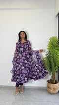 Teeya Creation Multi Color Pure Soft Organza Digital Print Fully Stitched Gown | Grocsy