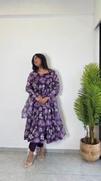 Teeya Creation Multi Color Pure Soft Organza Digital Print Fully Stitched Gown | Grocsy
