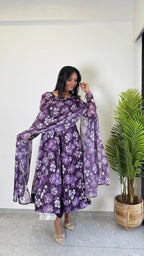 Teeya Creation Multi Color Pure Soft Organza Digital Print Fully Stitched Gown | Grocsy