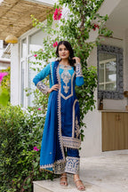 Teeya Creation Multi Color Star Georgette Embroidery Work Fully Stitched Salwar Suit | Grocsy