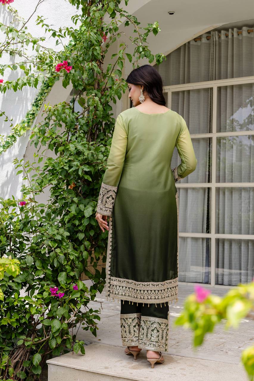 Teeya Creation Multi Color Star Georgette Embroidery Work Fully Stitched Salwar Suit | Grocsy