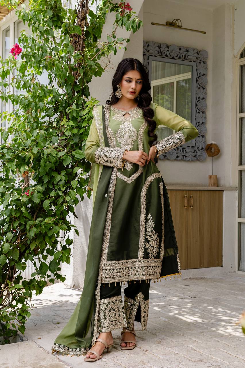 Teeya Creation Multi Color Star Georgette Embroidery Work Fully Stitched Salwar Suit | Grocsy