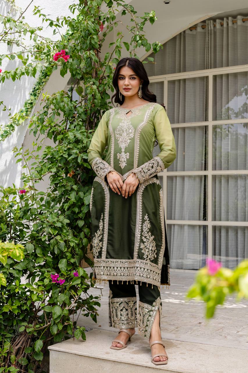 Teeya Creation Multi Color Star Georgette Embroidery Work Fully Stitched Salwar Suit | Grocsy