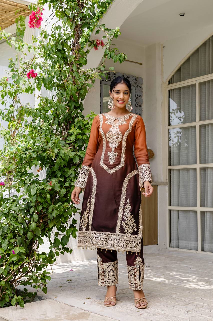 Teeya Creation Multi Color Star Georgette Embroidery Work Fully Stitched Salwar Suit | Grocsy