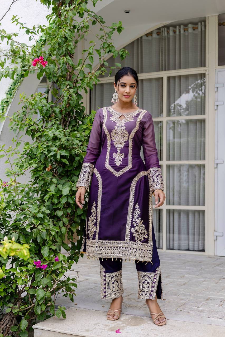 Teeya Creation Multi Color Star Georgette Embroidery Work Fully Stitched Salwar Suit | Grocsy