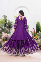 Teeya Creation Purple Color Chinnon Silk Embroidery Work Fully Stitched Salwar Suit | Grocsy