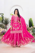 Teeya Creation Rani Color Chinnon Silk Embroidery Work Fully Stitched Salwar Suit | Grocsy
