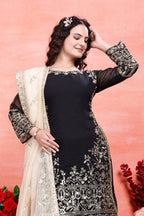 Teeya Creation Black Color Faux Georgette Embroidery Work Fully Stitched Salwar Suit | Grocsy