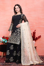 Teeya Creation Black Color Faux Georgette Embroidery Work Fully Stitched Salwar Suit | Grocsy