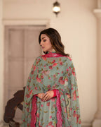 Teeya Creation Multicolor Chinon Silk Digital Print With Sequence Work Anarkali With Pants And Dupatta | Grocsy