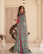 Teeya Creation Multicolor Chinon Silk Digital Print With Sequence Work Anarkali With Pants And Dupatta | Grocsy