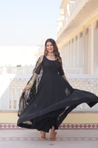 Teeya Creation Black Color Faux Georgette Fully Stitched Gown | Grocsy