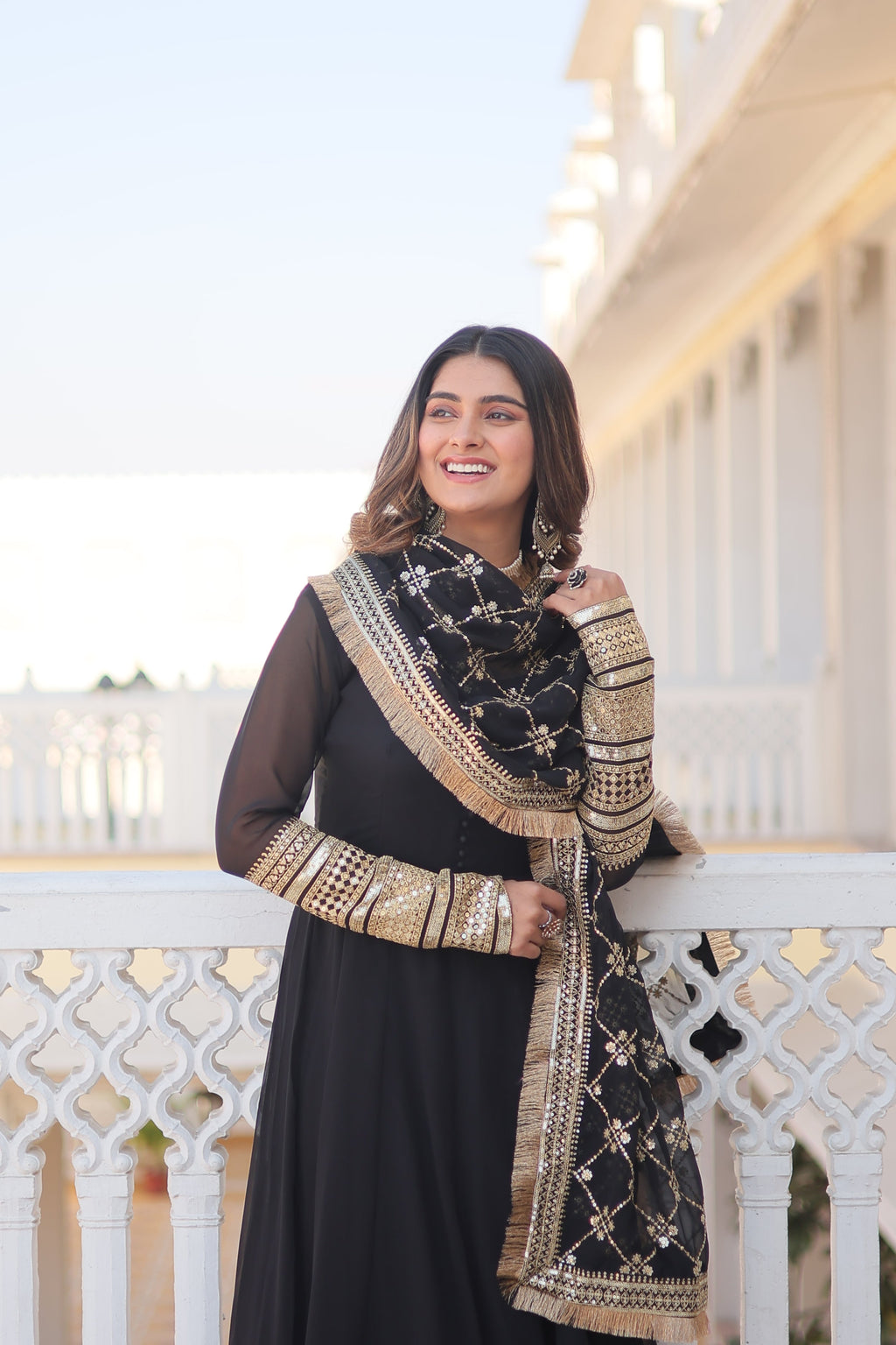 Teeya Creation Black Color Faux Georgette Fully Stitched Gown | Grocsy