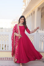 Teeya Creation Pink Color Faux Georgette Fully Stitched Gown | Grocsy