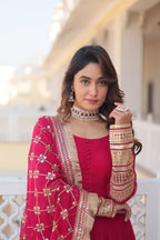 Teeya Creation Pink Color Faux Georgette Fully Stitched Gown | Grocsy