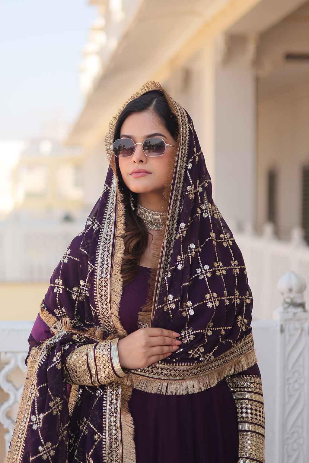 Teeya Creation Wine Color Faux Georgette Fully Stitched Gown | Grocsy