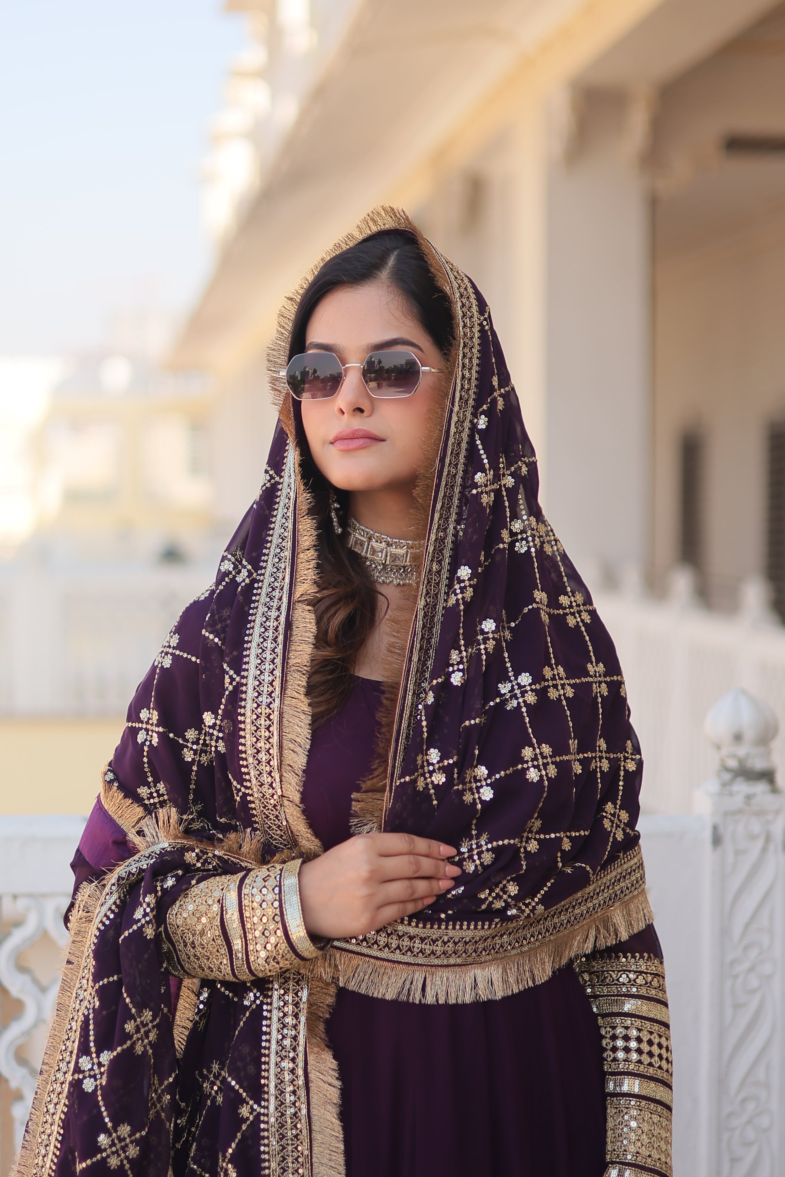 Teeya Creation Wine Color Faux Georgette Fully Stitched Gown | Grocsy