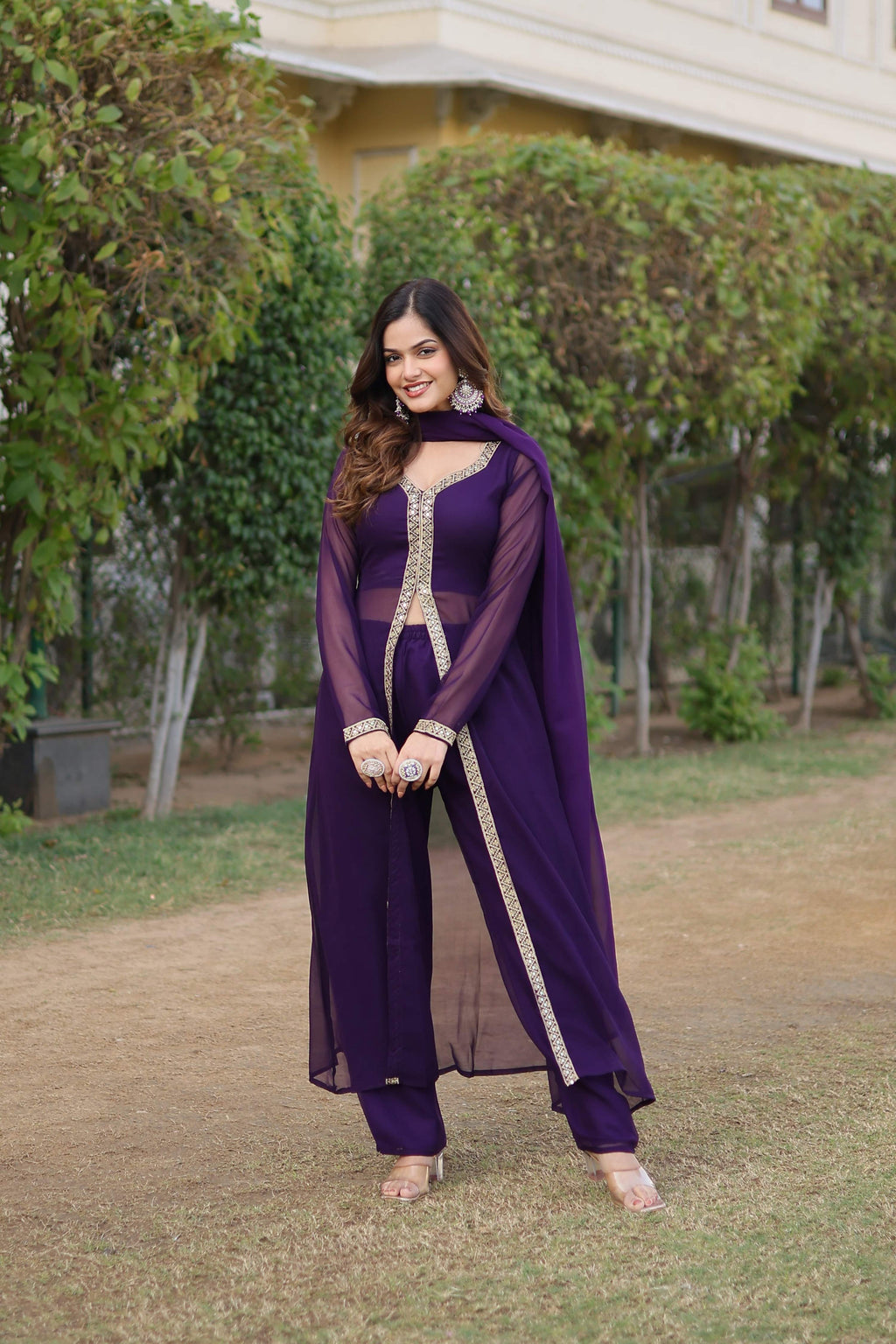 Teeya Creation Wine Color Faux Georgette Embroidery Work Fully Stitched Long Kurti | Grocsy