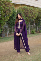 Teeya Creation Wine Color Faux Georgette Embroidery Work Fully Stitched Long Kurti | Grocsy