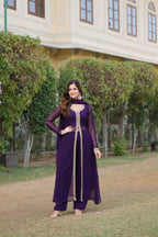 Teeya Creation Wine Color Faux Georgette Embroidery Work Fully Stitched Long Kurti | Grocsy