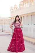 Teeya Creation Pink Color Faux Georgette Embroidery Sequence Work Fully Stitched Gown | Grocsy