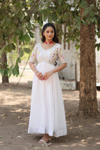 Teeya Creation White Color Faux Georgette Embroidery Work Fully Stitched Kurti | Grocsy